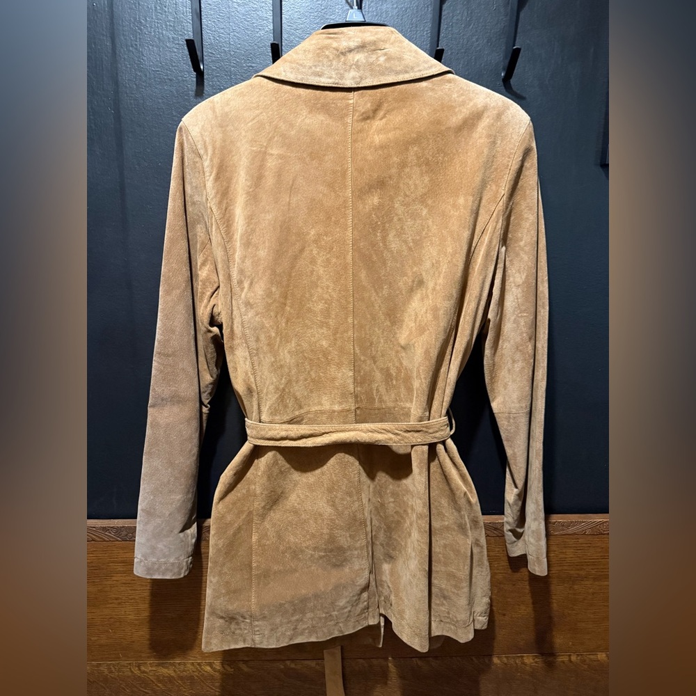 Lord & Taylor Suede Trench Coat in Camel - Picture 6 of 7